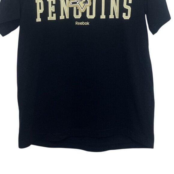 Reebok Pittsburgh Penguins Tshirt Small Black Gold Short Sleeve Fanwear - Picture 4 of 6